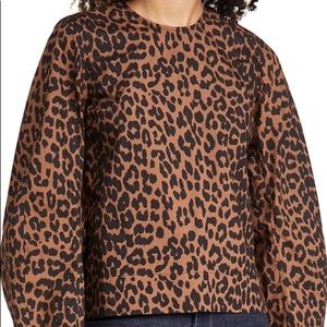 Ganni leopard print cotton top